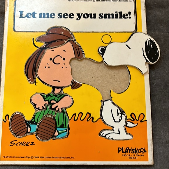 Vintage Made in USA Peanuts Snoopy & Peppermint Patty Playskool wooden puzzle - Picture 7 of 9
